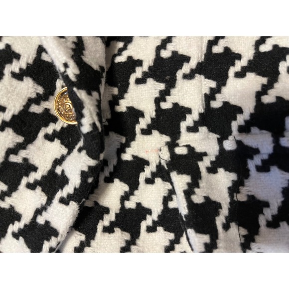 Military Jacket Gold Button Embellished Double Breasted Blazer Black White XS - Picture 8 of 8